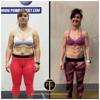 before and after of woman on beach, lost 35 pounds